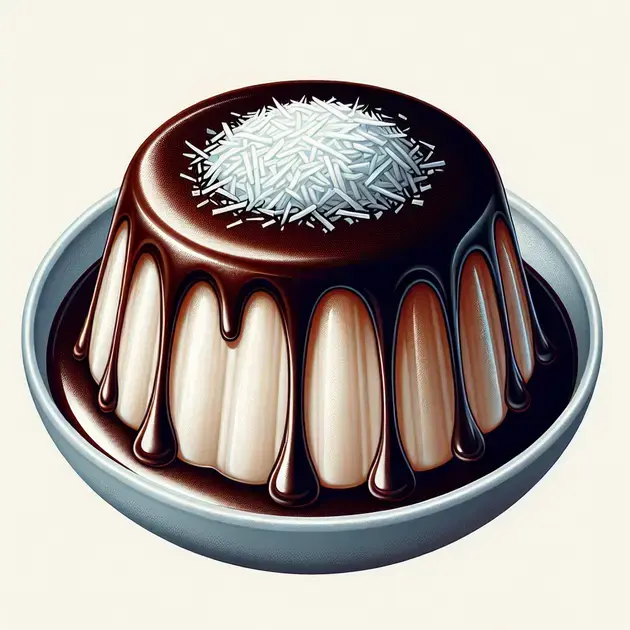 Pudim de Côco com Calda de Chocolate