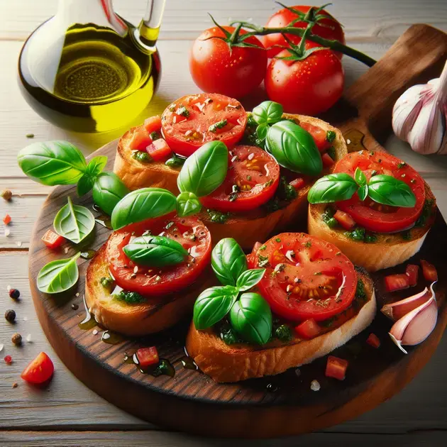 Bruschetta de Tomate e Manjericão