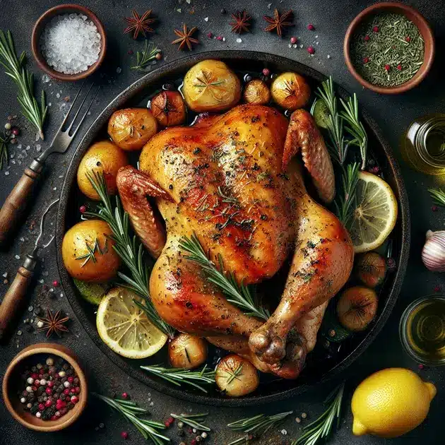 Frango Assado com Alecrim e Limão