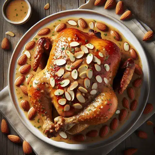 Frango Assado com Molho de Amêndoas