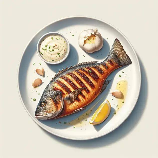 Robalo Grelhado com Molho de Alho